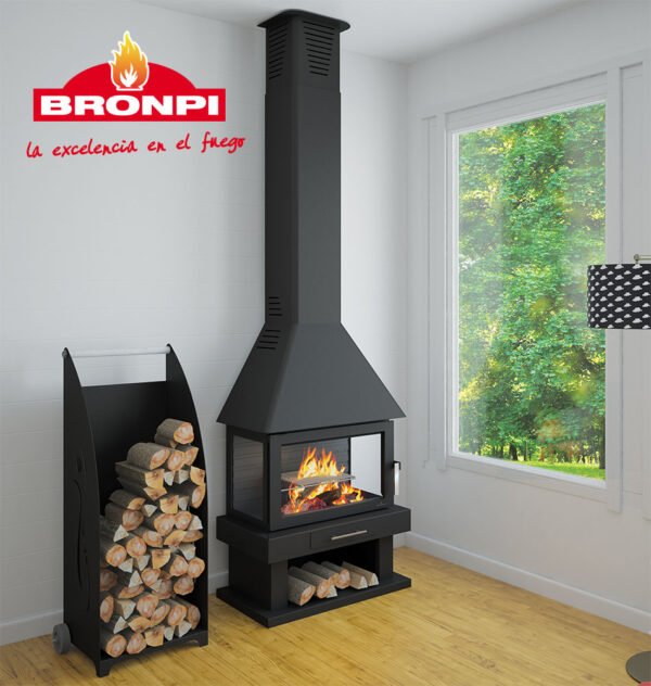 Wall-Mounted Wood Fireplace HUESCA 13 kW - Bronpi