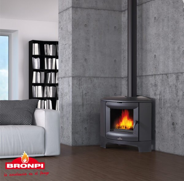 Poêle à bois d'angle en fonte BREMEN 11,5 kW - Bronpi