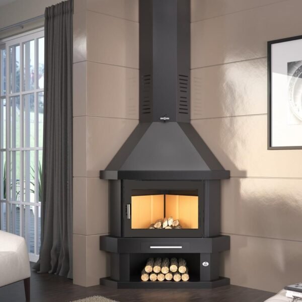 Corner Wood Fireplace C-200-RK 19 kW - FM Calefacción