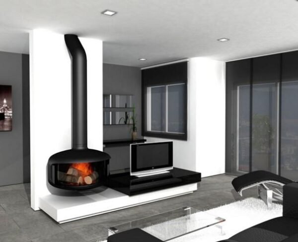 Wall-Mounted Wood-burning Fireplace VELVET with Glass 5 kW - Fugar - Image 3