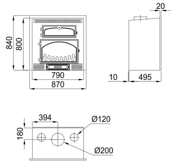 Wood-burning Insert with Oven EVEREST 14 kW - Bronpi - Image 3