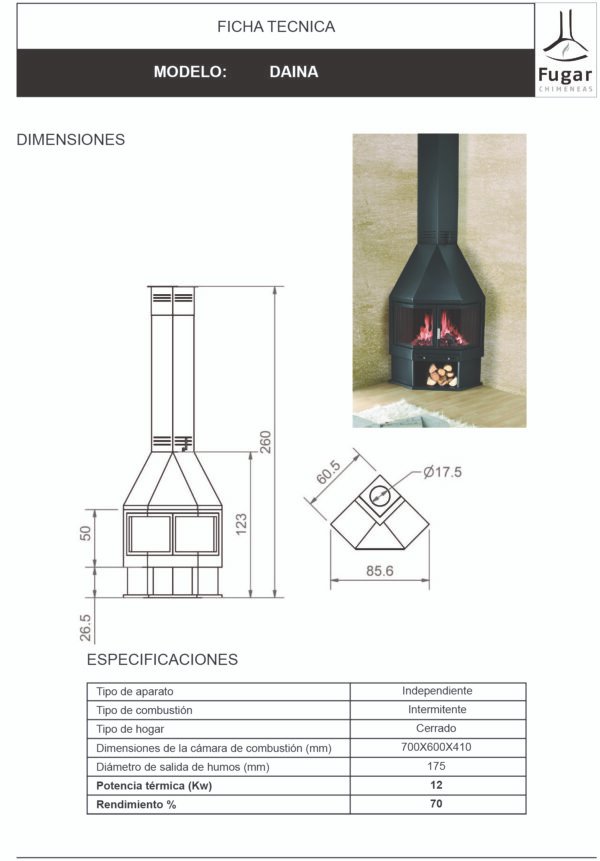 Corner Wood-burning Fireplace DAINA 12 kW - Fugar - Image 2