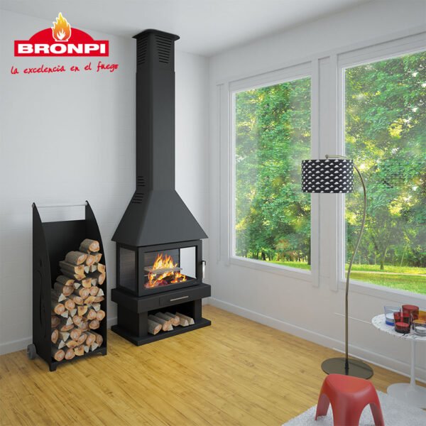 Wall-Mounted Wood Fireplace HUESCA 13 kW - Bronpi - Image 2